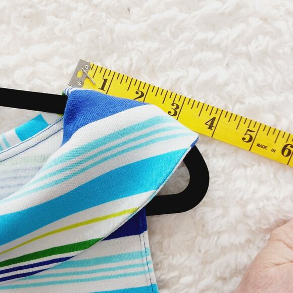 Tank Top Size L Striped Nautical Resortwear Cruise Sailorcore Preppy Blue Resort - Picture 5 of 13